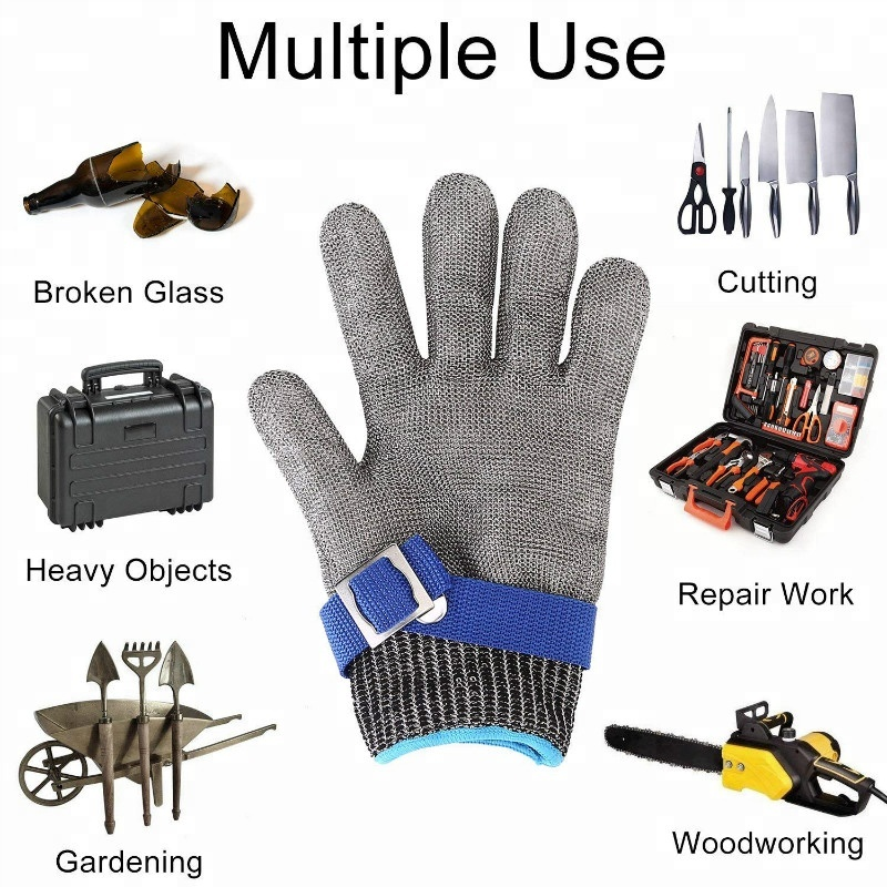 Food Grade 316L Meat Cutting Chainmail Steel Gloves Metal Wire Mesh Butcher Cut Resistant Stainless Steel Gloves