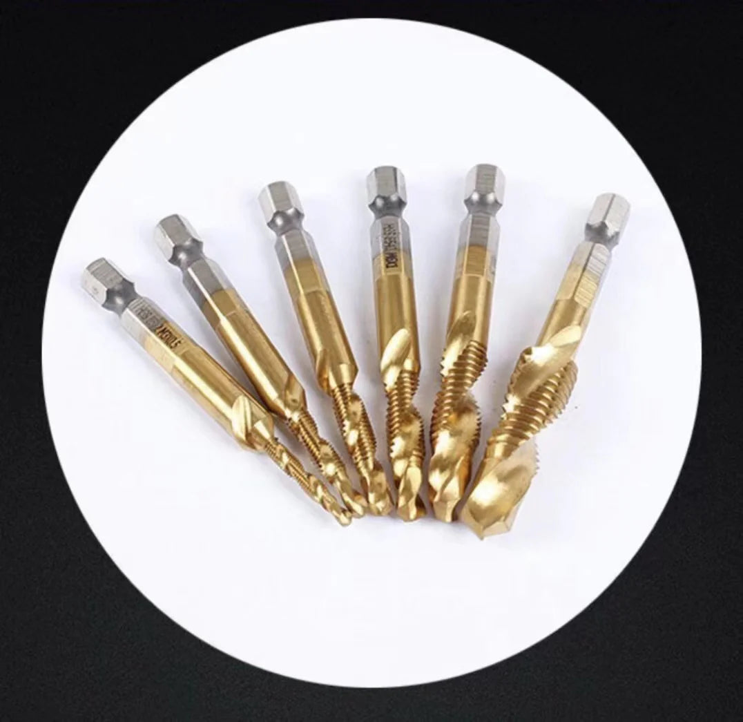 6 high steel titanium-plated shank drills