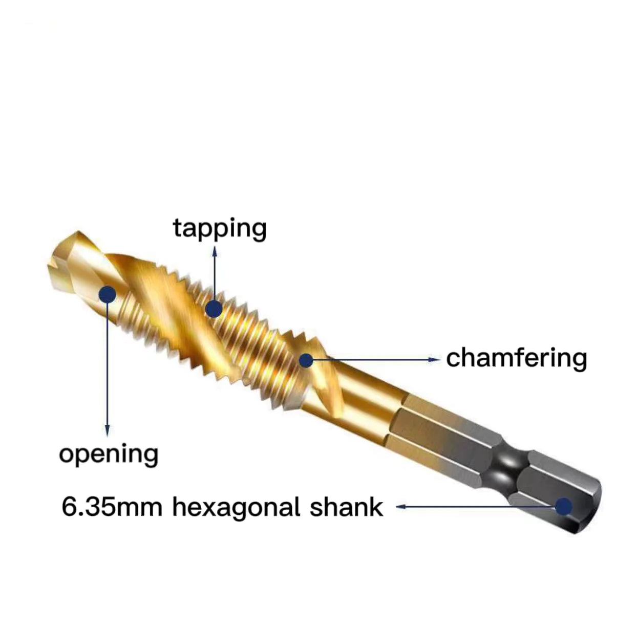 6 high steel titanium-plated shank drills