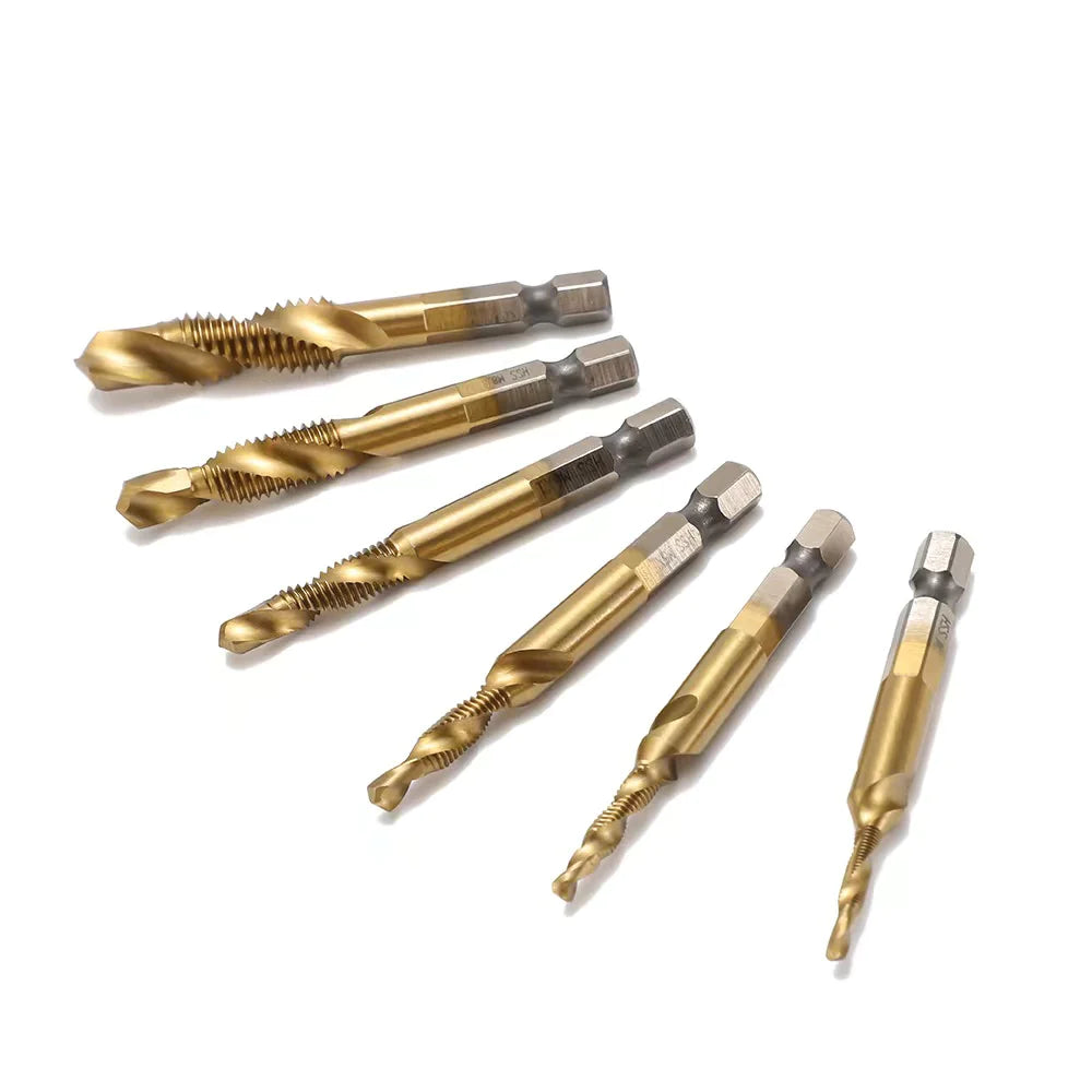 6 high steel titanium-plated shank drills