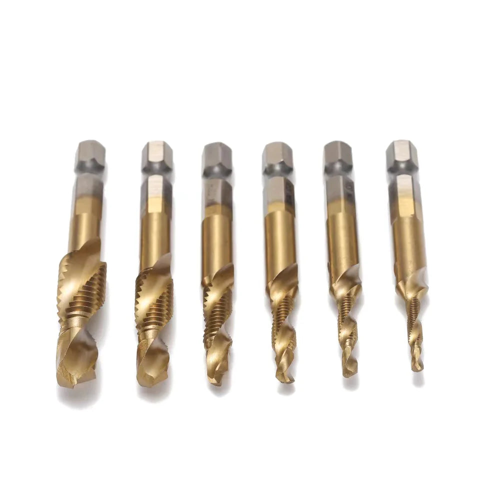 6 high steel titanium-plated shank drills