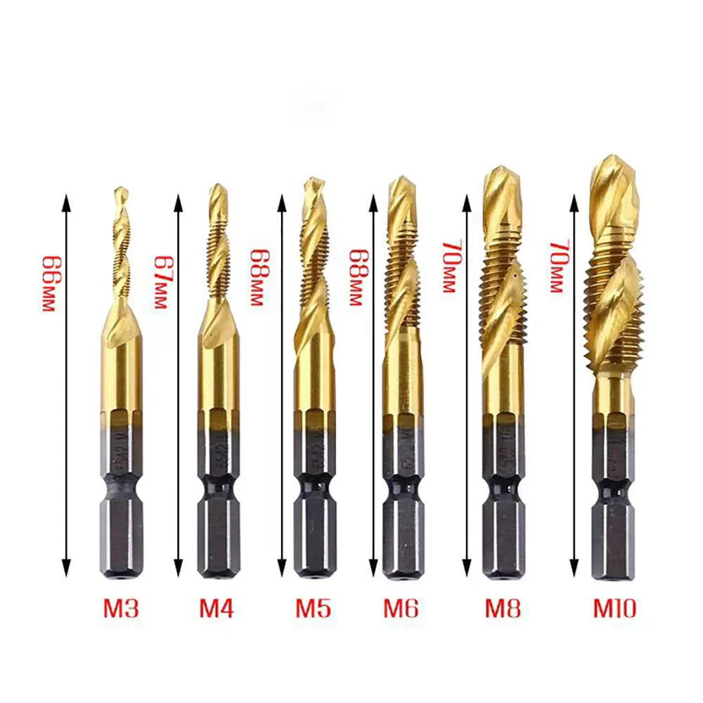 6 high steel titanium-plated shank drills