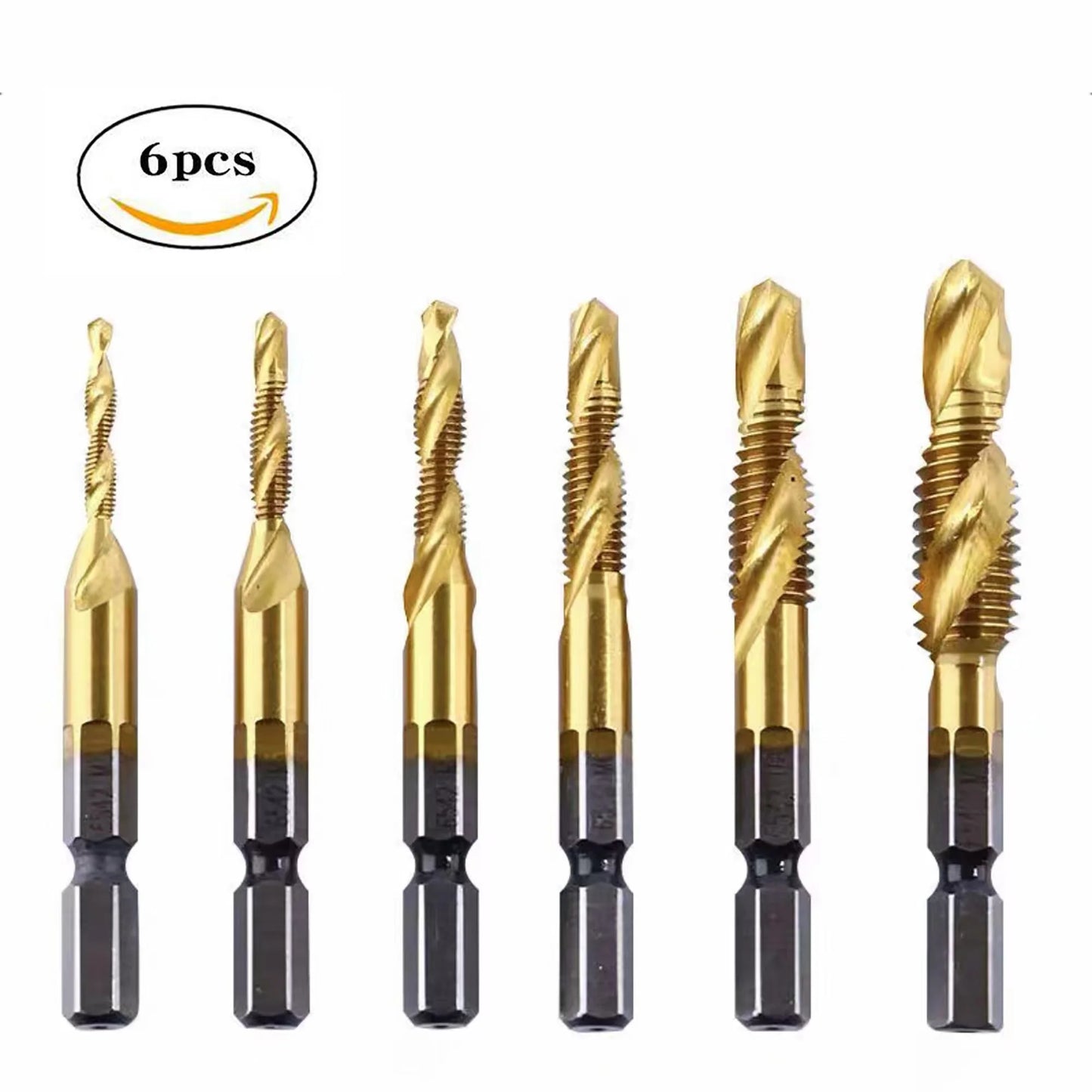 6 high steel titanium-plated shank drills