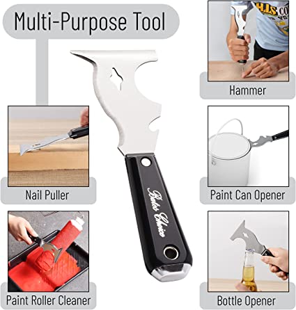 Paint Scraper, 10 in 1 Painters Tool, Paint Scrapers for Wood, Painters Tool, Painters Knife, Paint Scraper for Painting, Putty Knife, Metal Scraper, Spackle Tool, Putty Scraper, Knife Scraper