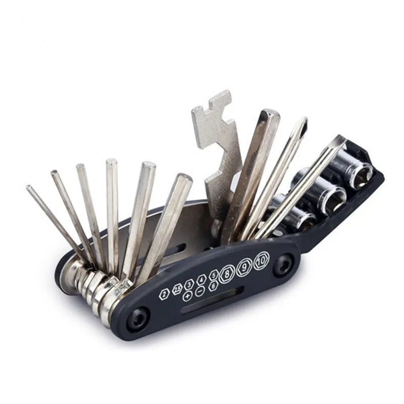 Bicycle 16 in 1 Folding Hex Allen Key Socket Wrench Flat Slot Phillips Screwdriver Bits Allen Key Set