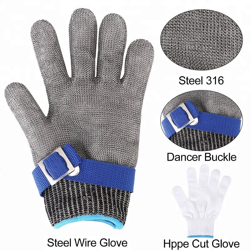 Food Grade 316L Meat Cutting Chainmail Steel Gloves Metal Wire Mesh Butcher Cut Resistant Stainless Steel Gloves