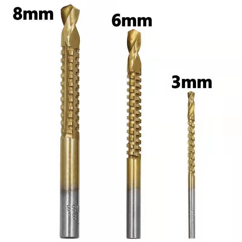 High Speed Steel 4241 Titanium Plated Triangle Handle Drill 6pcs Pagoda Drill Carpenter Broaching Saw hss drill bit set